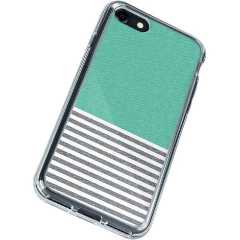 Teal and Grey Stripes iPhone SE (2nd & 3rd Gen) Clear Case