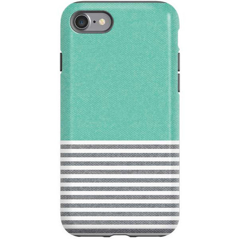 Teal and Grey Stripes iPhone SE (2nd & 3rd Gen) Pro Case