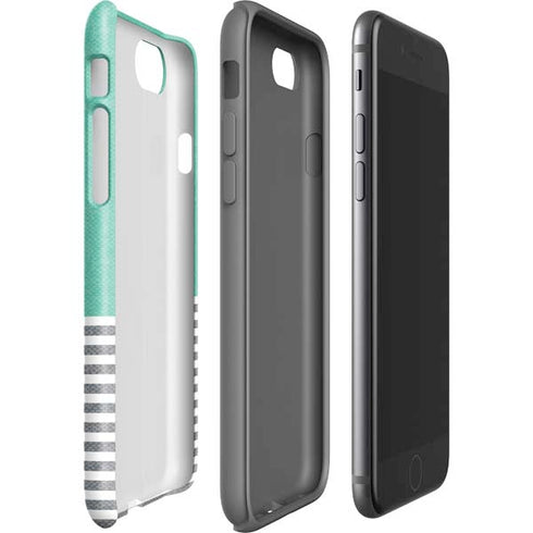 Teal and Grey Stripes iPhone SE (2nd & 3rd Gen) Pro Case
