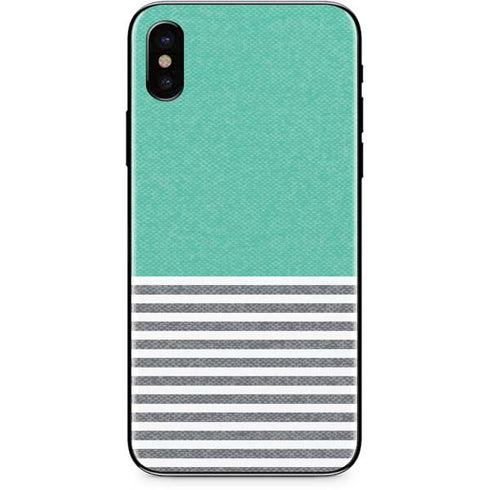 Teal and Grey Stripes iPhone X Skin