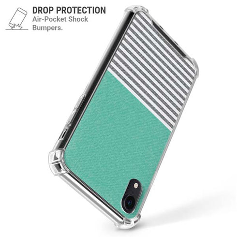 Teal and Grey Stripes iPhone XR Clear Case