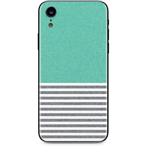 Teal and Grey Stripes iPhone XR Skin