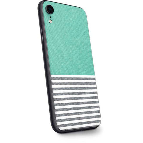 Teal and Grey Stripes iPhone XR Skin