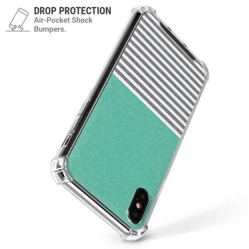 Teal and Grey Stripes iPhone XS Max Clear Case