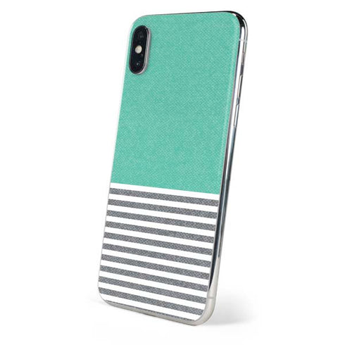Teal and Grey Stripes iPhone XS Skin