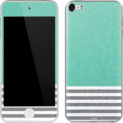 Teal and Grey Stripes Apple iPod Skin