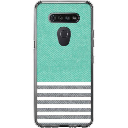 Teal and Grey Stripes LG K51/Q51 Clear Case