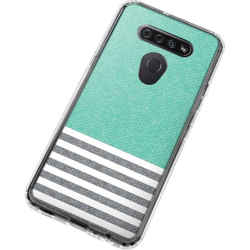 Teal and Grey Stripes LG K51/Q51 Clear Case