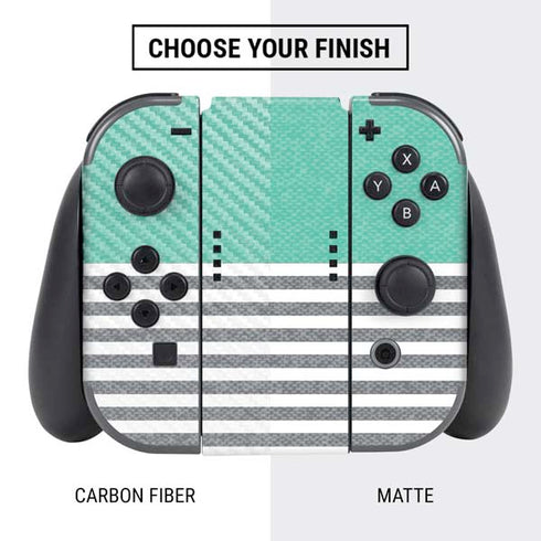 Teal and Grey Stripes Nintendo Switch Bundle Skin