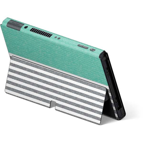 Teal and Grey Stripes Nintendo Switch OLED (2021) Skin