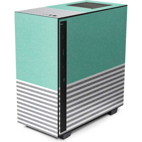 Teal and Grey Stripes NZXT H510 Compact ATX Mid-Tower Case Skin
