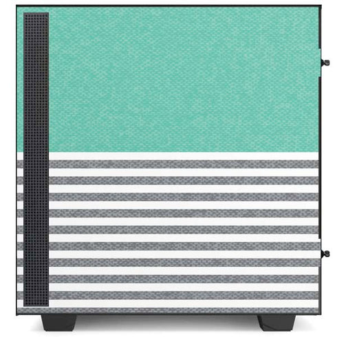 Teal and Grey Stripes NZXT H510 Compact ATX Mid-Tower Case Skin
