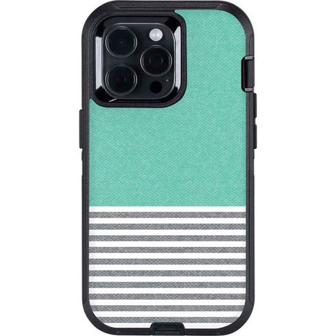 Teal and Grey Stripes Otterbox Defender iPhone Skin