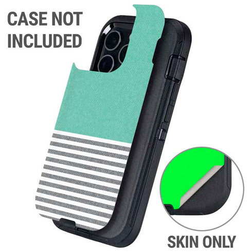 Teal and Grey Stripes Otterbox Defender iPhone Skin