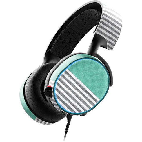 Teal and Grey Stripes SteelSeries Arctis 3 Skin