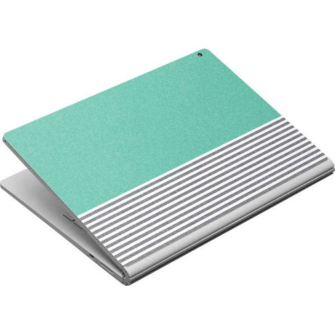 Teal and Grey Stripes Surface Book Skin