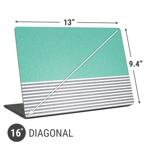 Teal and Grey Stripes Universal Laptop 16in (13 x 9.4in) Skin