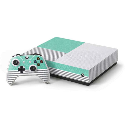 Teal and Grey Stripes Xbox One S All-Digital Edition Bundle Skin
