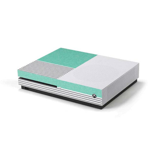 Teal and Grey Stripes Xbox One S Console Skin