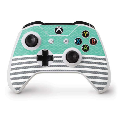 Teal and Grey Stripes Xbox One S Controller Skin