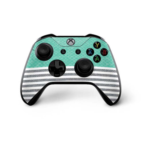 Teal and Grey Stripes Xbox One X Controller Skin