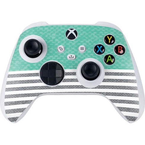 Teal and Grey Stripes Xbox Series S Controller Skin