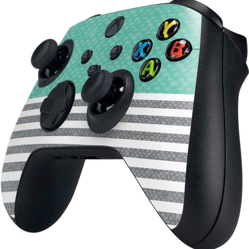 Teal and Grey Stripes Xbox Series X Controller Skin