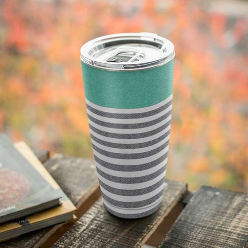 Teal and Grey Stripes Yeti 20oz Tumbler Skin
