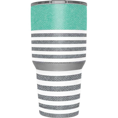 Teal and Grey Stripes Yeti 30oz Rambler Tumbler Skin