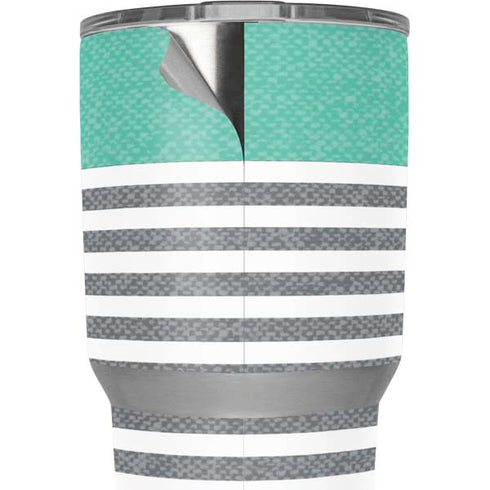 Teal and Grey Stripes Yeti 30oz Rambler Tumbler Skin