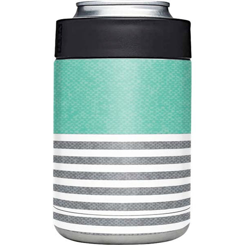 Teal and Grey Stripes Yeti Colster Can Insulator Skin