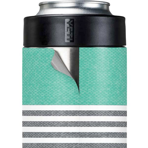 Teal and Grey Stripes Yeti Colster Can Insulator Skin