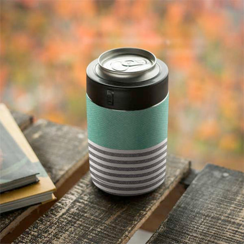 Teal and Grey Stripes Yeti Colster Can Insulator Skin