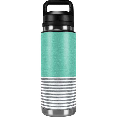 Teal and Grey Stripes YETI Rambler 26oz Bottle Skin