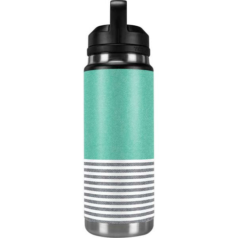 Teal and Grey Stripes YETI Rambler 26oz Bottle Skin
