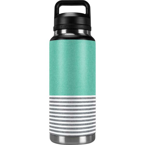 Teal and Grey Stripes YETI Rambler 36oz Bottle Skin