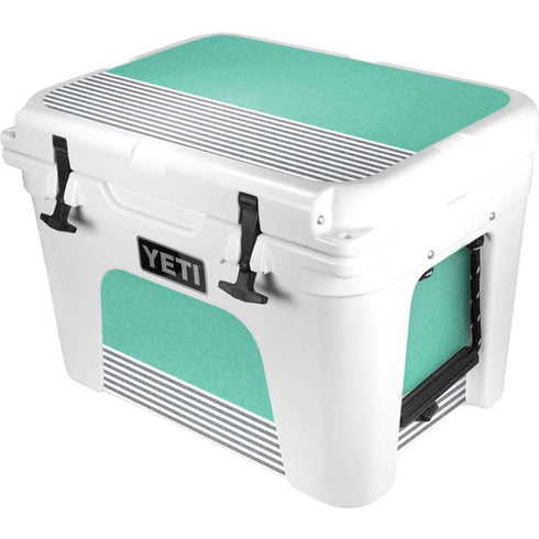 Teal and Grey Stripes YETI Tundra 35 Hard Cooler Skin