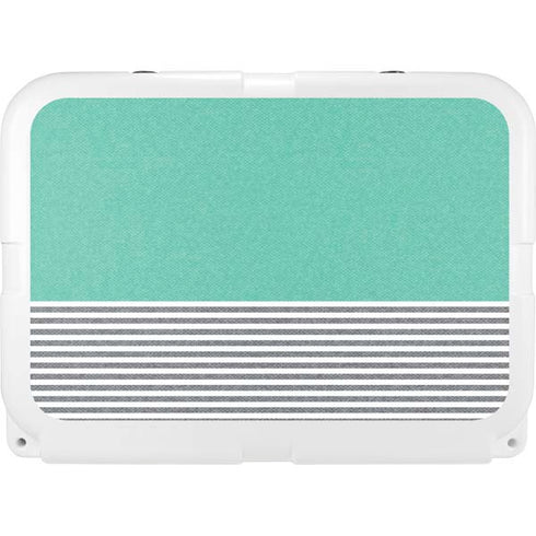 Teal and Grey Stripes YETI Tundra 35 Hard Cooler Skin