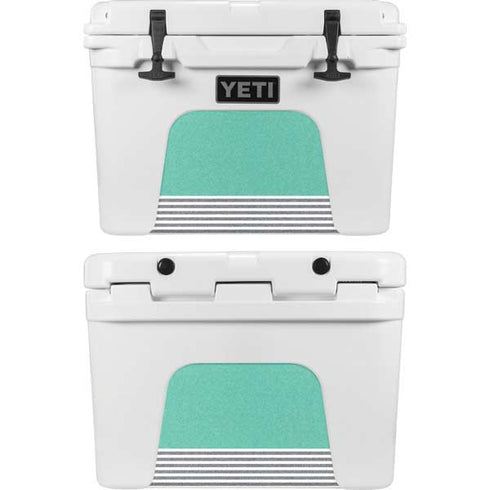 Teal and Grey Stripes YETI Tundra 35 Hard Cooler Skin