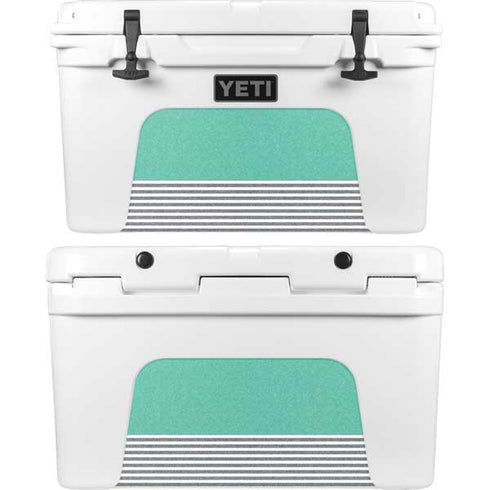 Teal and Grey Stripes YETI Tundra 45 Hard Cooler Skin