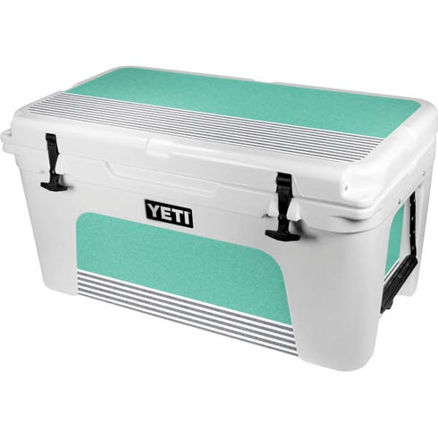 Teal and Grey Stripes YETI Tundra 65 Hard Cooler Skin