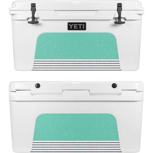 Teal and Grey Stripes YETI Tundra 65 Hard Cooler Skin