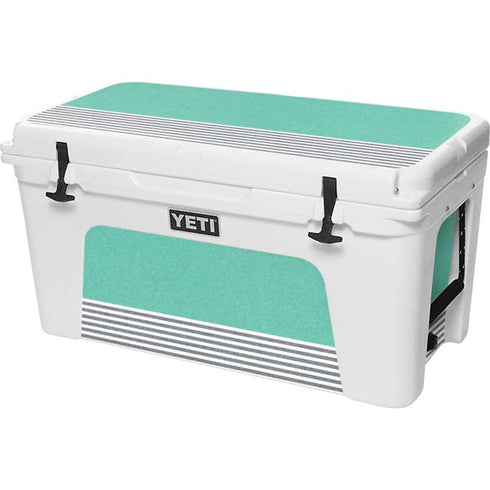 Teal and Grey Stripes YETI Tundra 75 Hard Cooler Skin