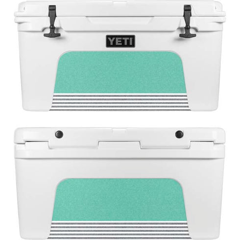 Teal and Grey Stripes YETI Tundra 75 Hard Cooler Skin