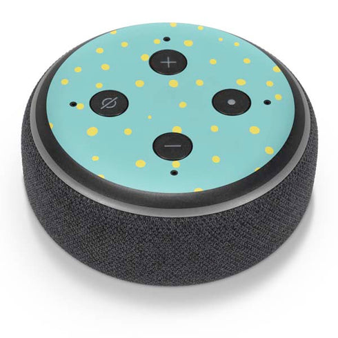 Teal and Yellow Polka Dots Amazon Echo Dot Skin