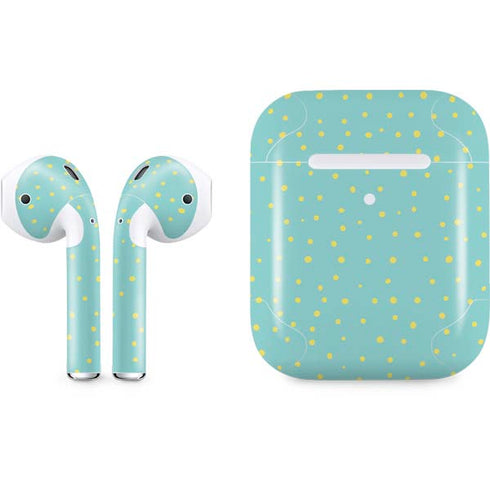 Teal and Yellow Polka Dots Apple AirPods 2 Skin