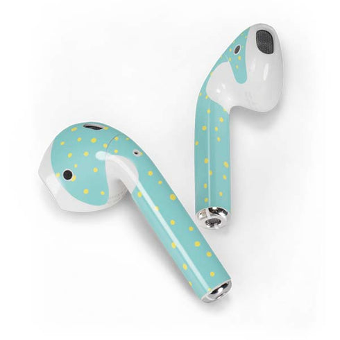 Teal and Yellow Polka Dots Apple AirPods 2 Skin