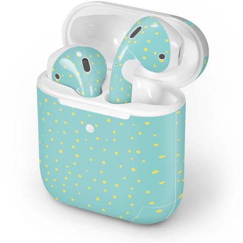 Teal and Yellow Polka Dots Apple AirPods 2 Skin