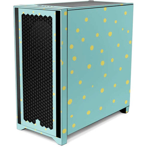 Teal and Yellow Polka Dots Corsair 4000D Tempered Glass Mid-Tower ATX Case Skin