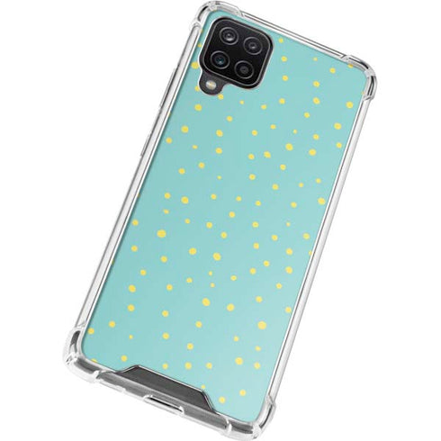 Teal and Yellow Polka Dots Galaxy A12 Clear Case